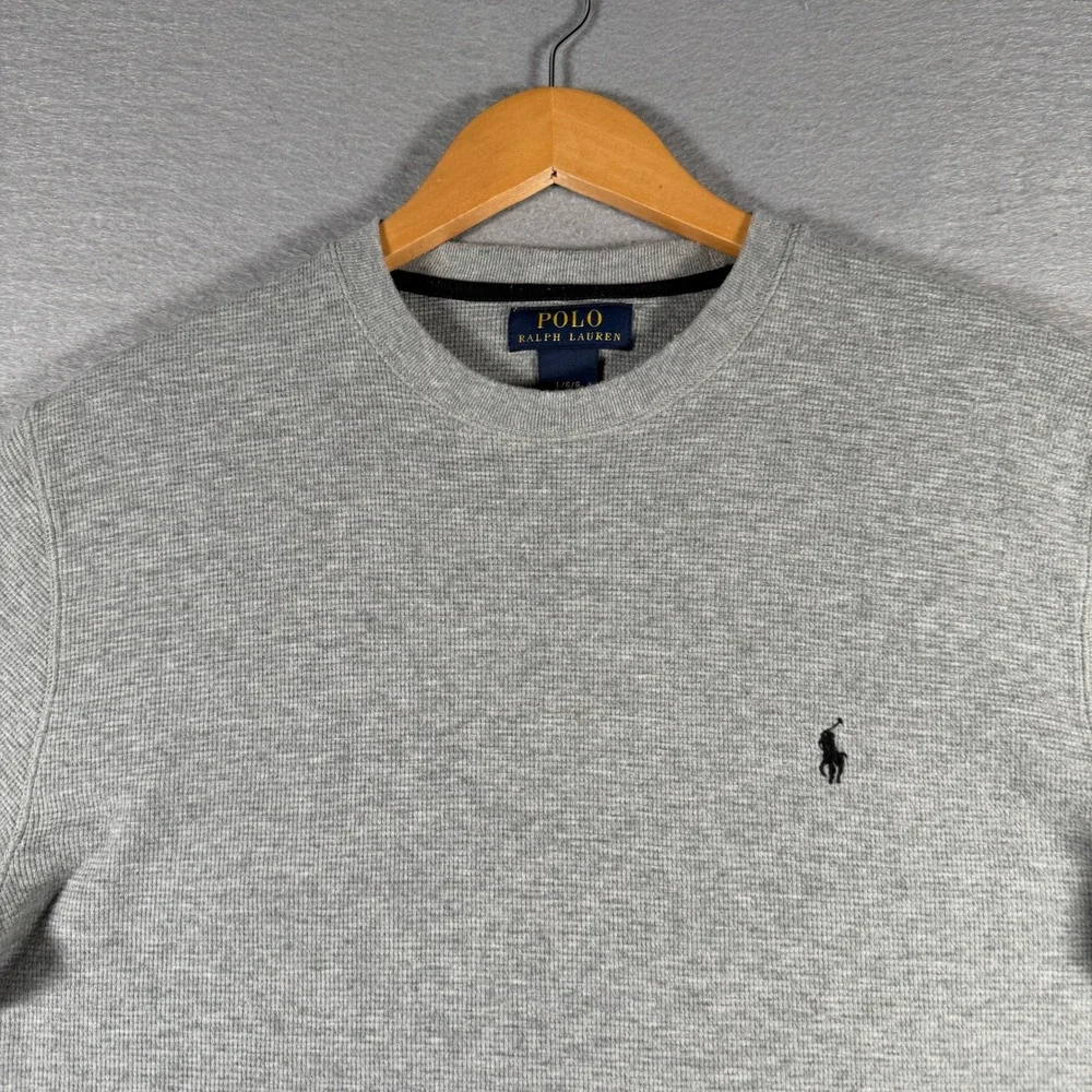 Polo Ralph Lauren Mens Gray Waffle Knit Thermal Long Sleeve Shirt Size Large